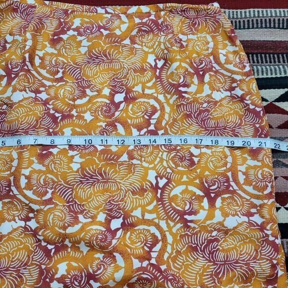 Lafayette 148 Silk Floral Tulip Ruffle Skirt Sz 14 Orange Beige Office Career - Picture 7 of 8